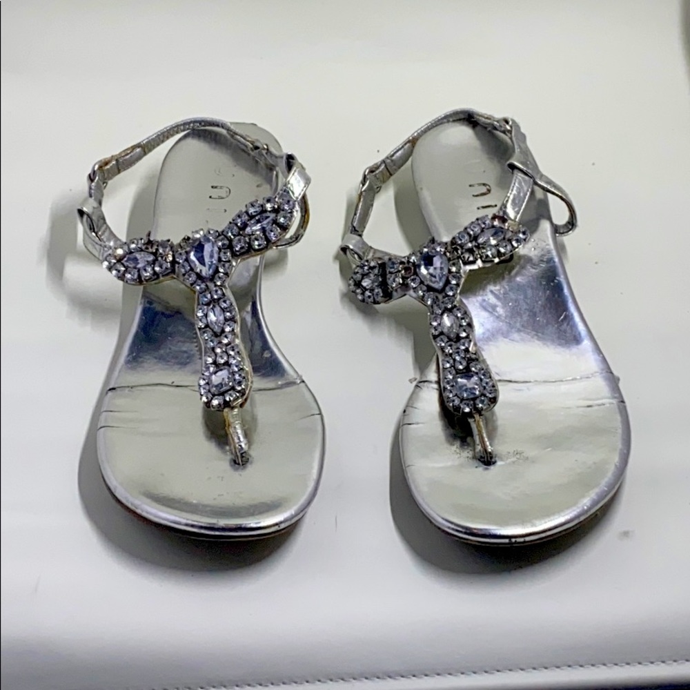 Unisa Silver Sandals With Rhinestones